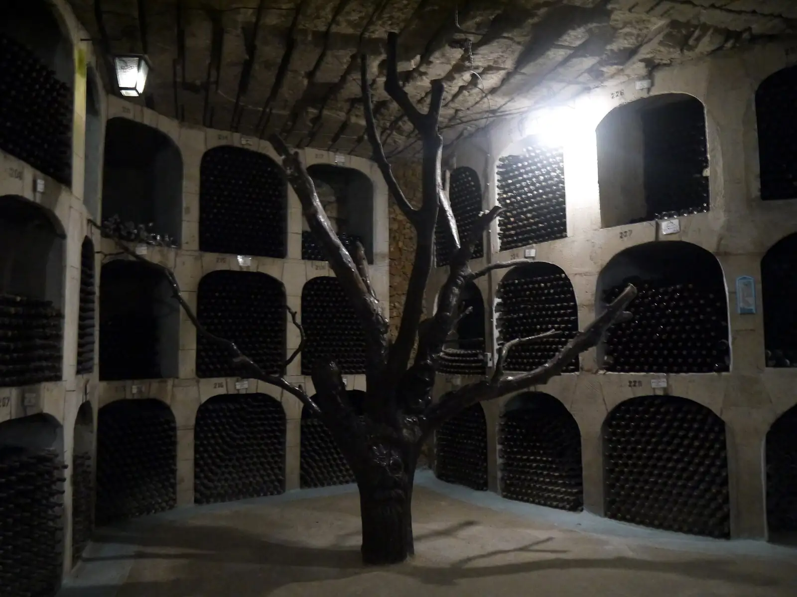 Bottle storage in the underground galleries of Milestii Mici